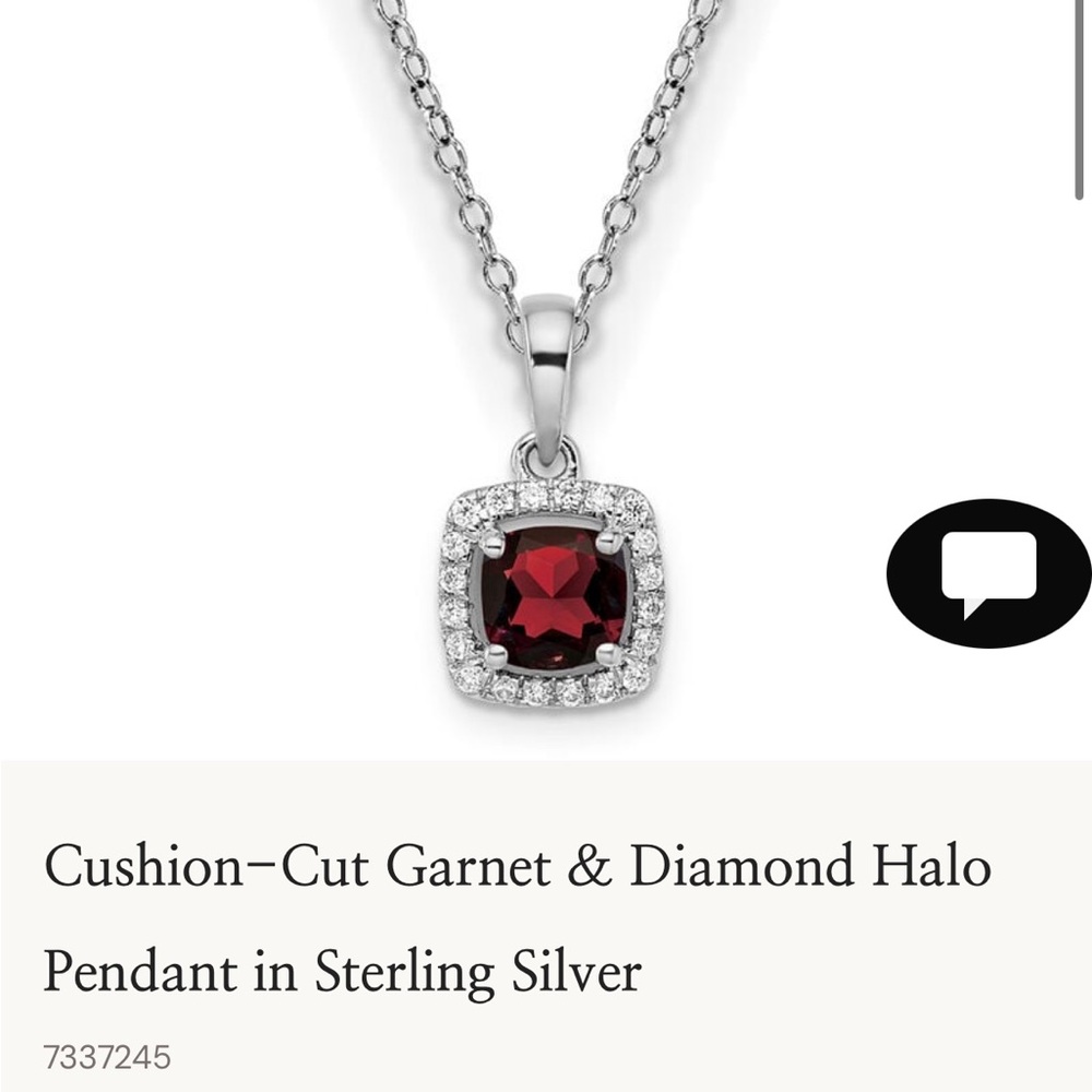 Sterling Silver Garnet and Diamond Pendant Necklace